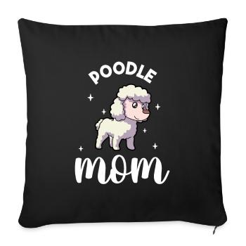 Maman caniche - Pudel - Housse de coussin décorative 45 x 45 cm - noir - Devant
