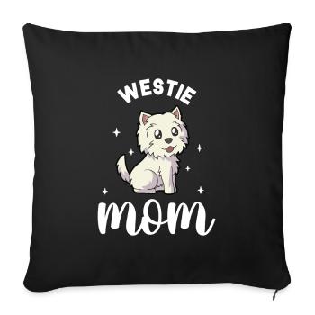 Maman Westie - West Highland Terrier - Housse de coussin décorative 45 x 45 cm - noir - Devant