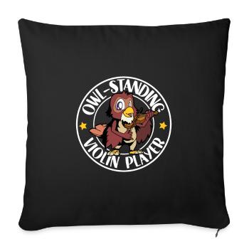 Hibou au violon - Housse de coussin décorative 45 x 45 cm - noir - Devant