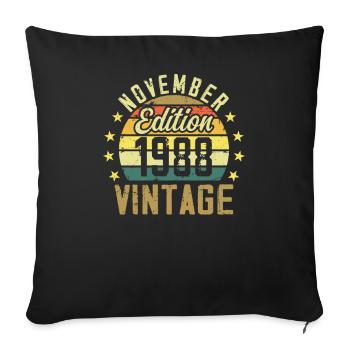 Les légendes sont nés en novembre 1988 - 1988 - Housse de coussin décorative 45 x 45 cm - noir - Devant