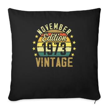 Les légendes sont nés en novembre 1973 - 1973 - Housse de coussin décorative 45 x 45 cm - noir - Devant