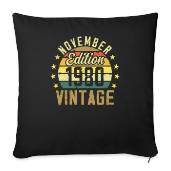 Les légendes sont nés en novembre 1980 - 1980 - Housse de coussin décorative 45 x 45 cm - noir - Devant