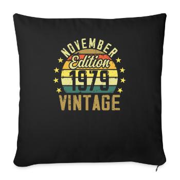 Les légendes sont nés en novembre 1979 - 1979 - Housse de coussin décorative 45 x 45 cm - noir - Devant