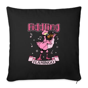 Fiddling Flamingo - Flamingo on the violin - Sofa pillowcase 17,3'' x 17,3'' (45 x 45 cm) - black - Front