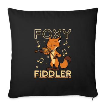 Foxy fiddler - fox on the violin - Sofa pillowcase 17,3'' x 17,3'' (45 x 45 cm) - black - Front