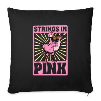 Cordes en rose - Flamingo au violon - Housse de coussin décorative 45 x 45 cm - noir - Devant