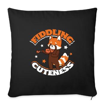 Fiddling cuteness - Red panda on the violin - Sofa pillowcase 17,3'' x 17,3'' (45 x 45 cm) - black - Front