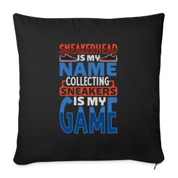 Je joue à collectionner des chaussures - Sneakerhead - Housse de coussin décorative 45 x 45 cm - noir - Devant