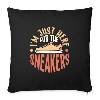 Je ne suis là que pour les sneakers - collectionneur de chaussures - Housse de coussin décorative 45 x 45 cm - noir - Devant