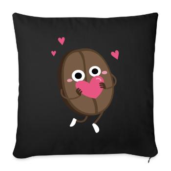 Café Love Heart Cafetière Torréfaction - Housse de coussin décorative 45 x 45 cm - noir - Devant