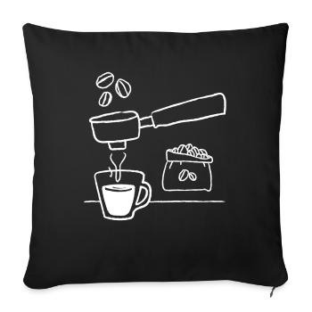 Cafetière porte-filtre Torréfaction du café - Housse de coussin décorative 45 x 45 cm - noir - Devant