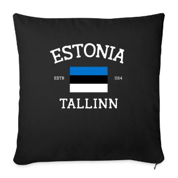 Estonie - Housse de coussin décorative 45 x 45 cm - noir - Devant
