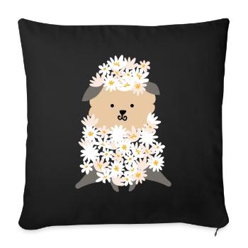 Flowers Sheep Blossoms Flock of Sheep Wool - Sofa pillowcase 17,3'' x 17,3'' (45 x 45 cm) - black - Front