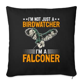 Bird watching, falconry - Sofa pillowcase 17,3'' x 17,3'' (45 x 45 cm) - black - Front
