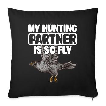 Hunter Hawking Falconer - Sofa pillowcase 17,3'' x 17,3'' (45 x 45 cm) - black - Front