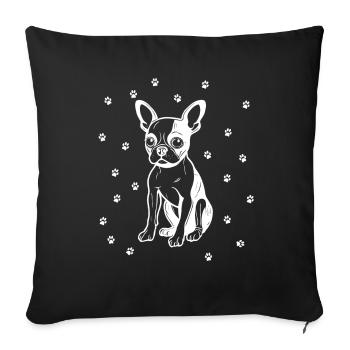 Boston Terrier with small paws - Sofa pillowcase 17,3'' x 17,3'' (45 x 45 cm) - black - Front