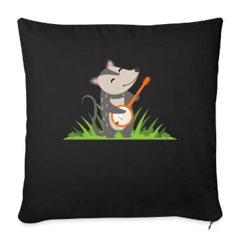Opossum Guitare Enfants Mignon - Housse de coussin décorative 45 x 45 cm - noir - Devant