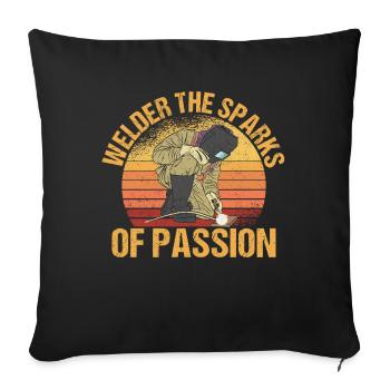 Soudeur Sparks Passion Soudage à l’arc rétro - Housse de coussin décorative 45 x 45 cm - noir - Devant
