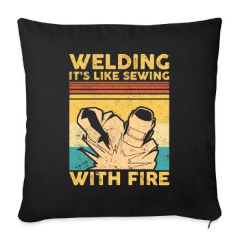 Welding Like Sewing With Fire Metal Structure Welding - Sofa pillowcase 17,3'' x 17,3'' (45 x 45 cm) - black - Front