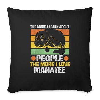 Plus j’aime les lamantins de Floride - Housse de coussin décorative 45 x 45 cm - noir - Devant