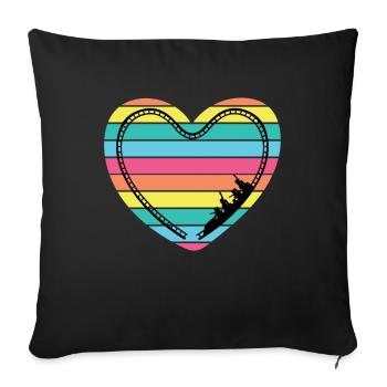 Roller Coaster Heart Rainbow Theme Park - Sofa pillowcase 17,3'' x 17,3'' (45 x 45 cm) - black - Front