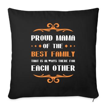 Fière maman disant famille - Housse de coussin décorative 45 x 45 cm - noir - Devant