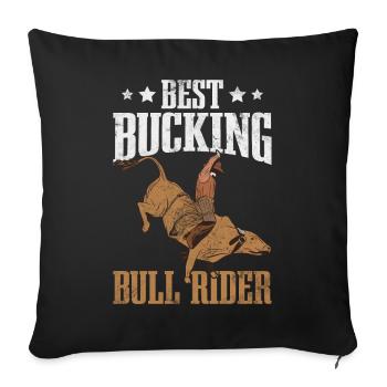 Cow-boy monteur de taureau - Housse de coussin décorative 45 x 45 cm - noir - Devant