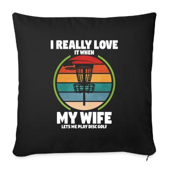 Frisbee Golf Disc Golf - Sofa pillowcase 17,3'' x 17,3'' (45 x 45 cm) - black - Front