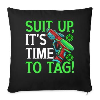 Lustiger Laser Tag Spieler - Sofakissenbezug 45 x 45 cm - Schwarz - Vorne