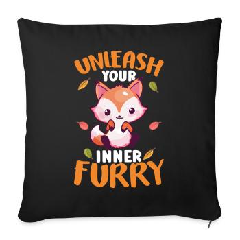 Furry Fandom Fursona Fursuit Fox - Sofa pillowcase 17,3'' x 17,3'' (45 x 45 cm) - black - Front