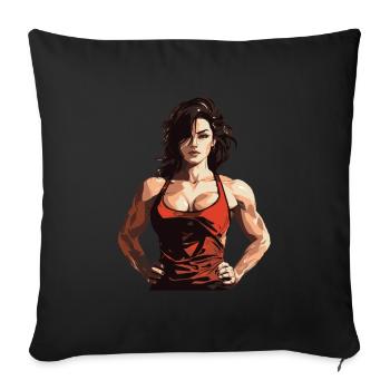 Woman Muscles Workout Gym - Sofa pillowcase 17,3'' x 17,3'' (45 x 45 cm) - black - Front