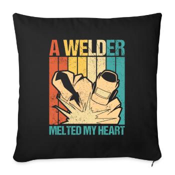 Soudeur a fait fondre mon coeur soudage cadeau - Housse de coussin décorative 45 x 45 cm - noir - Devant