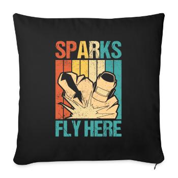 Sparks Fly Here Schweißen Vintage Schweißer Retro - Sofakissenbezug 45 x 45 cm - Schwarz - Vorne