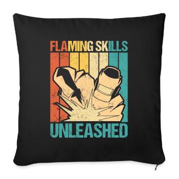 Flaming Skills Unleashed Schweißen Retro Handwerk - Sofakissenbezug 45 x 45 cm - Schwarz - Vorne