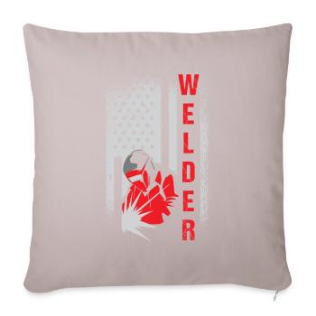 Soudeur USA Flag Patriot Welding - Housse de coussin décorative 45 x 45 cm - taupe clair - Devant