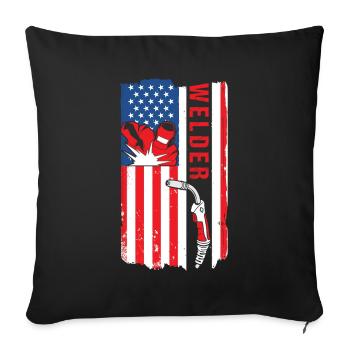 Soudeur USA Flag Patriot Soudeur - Housse de coussin décorative 45 x 45 cm - noir - Devant