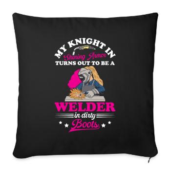 Soudeur En Bottes Sales Femmes De Soudure - Housse de coussin décorative 45 x 45 cm - noir - Devant