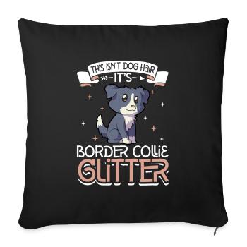 Border Collie Paillettes - Housse de coussin décorative 45 x 45 cm - noir - Devant