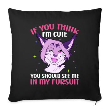 Furry Fandom Fursona Fox - Sofa pillowcase 17,3'' x 17,3'' (45 x 45 cm) - black - Front