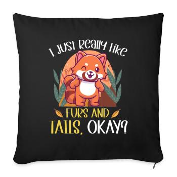 Furry Fandom Fursona Fursuit Fox - Housse de coussin décorative 45 x 45 cm - noir - Devant