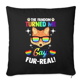 LGBTQ Furry Fandom Fursona Fursuit Fox - Sofa pillowcase 17,3'' x 17,3'' (45 x 45 cm) - black - Front