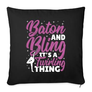 Bâton Twirling Bâton Twirler cadeau - Housse de coussin décorative 45 x 45 cm - noir - Devant