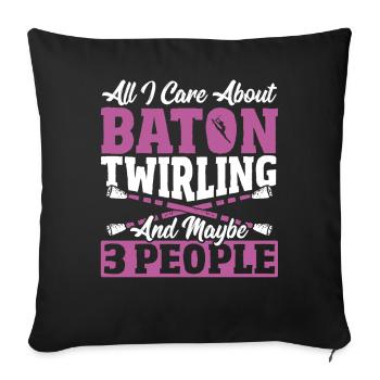 Bâton Twirling Bâton Twirler cadeau - Housse de coussin décorative 45 x 45 cm - noir - Devant