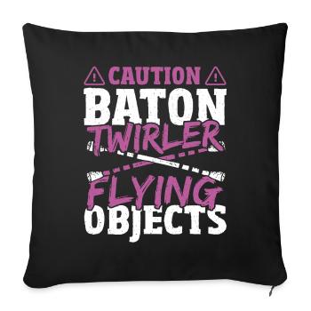 Bâton Twirling Bâton Twirler cadeau - Housse de coussin décorative 45 x 45 cm - noir - Devant