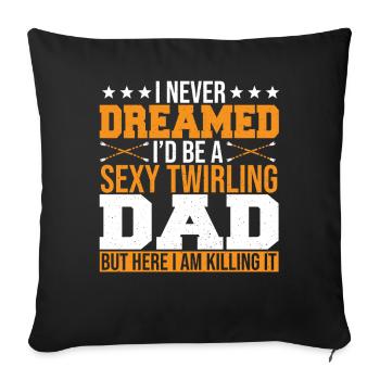Bâton Twirling Bâton Twirler cadeau - Housse de coussin décorative 45 x 45 cm - noir - Devant