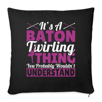 Bâton Twirling Bâton Twirler cadeau - Housse de coussin décorative 45 x 45 cm - noir - Devant