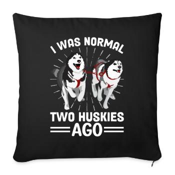 Mushing Hundeschlittenfahrt Siberian Husky - Sofakissenbezug 45 x 45 cm - Schwarz - Vorne