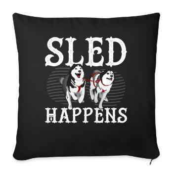 Funny Mushing Dog Sled Ride Musher - Sofa pillowcase 17,3'' x 17,3'' (45 x 45 cm) - black - Front