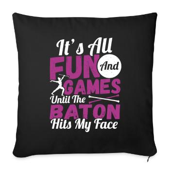 Bâton Twirling Bâton Twirler Cadeau - Housse de coussin décorative 45 x 45 cm - noir - Devant