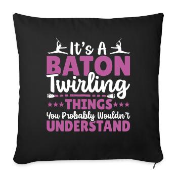 Bâton Twirling Bâton Twirler Cadeau - Housse de coussin décorative 45 x 45 cm - noir - Devant